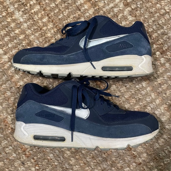 Nike Other - Nike Air Max 90 Mens Size 14 Navy Silver Good 537384-411 Suede Mesh Sneaker